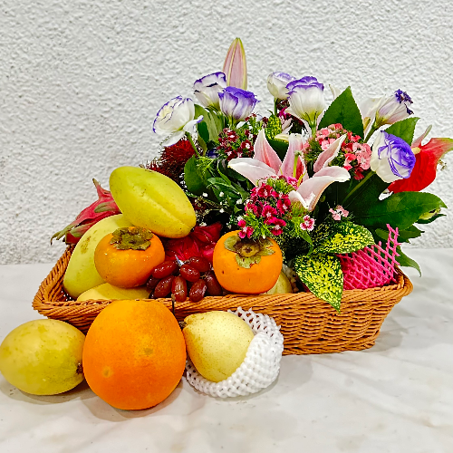 Fruits Basket with Flowers