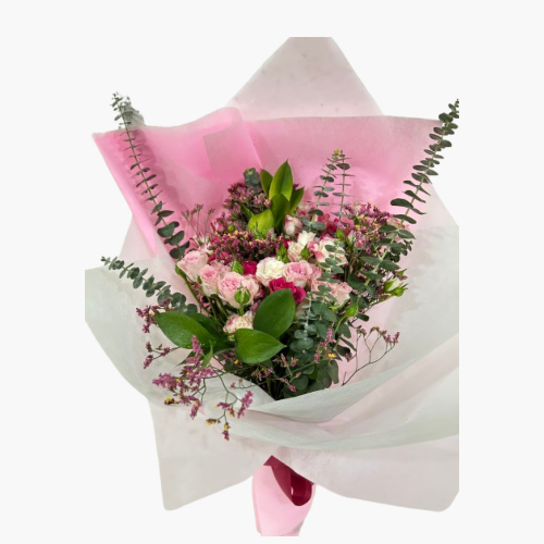 Mini Roses with 6 shocking Pink 